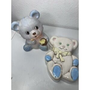 Vintage 1986 Teddy Bear Ceramic Japan Nursery‎ Decor Lamp And Box